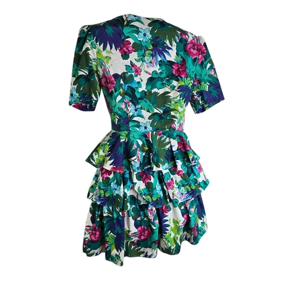 Vtg 80s Jodi Michaels Green Floral Jacket Skirt Set - Picture 2 of 10